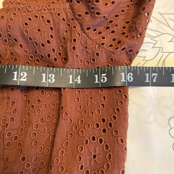 NWT Band of the Free Smock Peplum Crop Cotton Eyelet Boho Top Size Small Brown - Picture 8 of 11